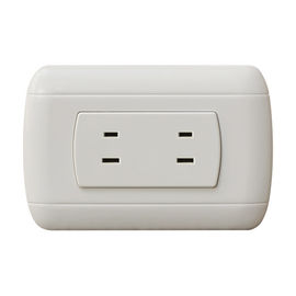 2 Gang 2 Pin Electrical Wall Outlet , Electric White Plug Sockets 118 * 75mm