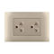 White / Gold Twin Switched Socket  , 2 Gang 3 Pin Wall Socket Easy Installation