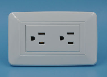 Household White 2 Gang Socket Firepfoof ABS Material Over Voltage Protection