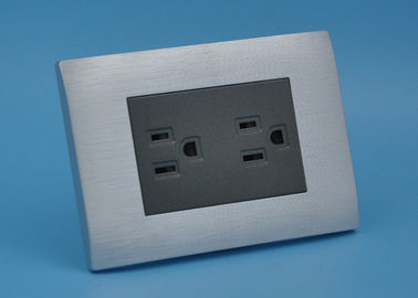 Electrical 2 Gang Socket Outlet Silver Point Contact Over Voltage Protection